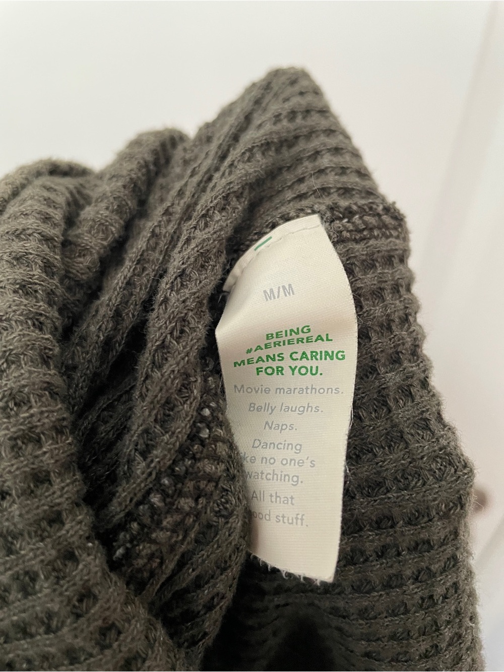 Aerie size M lumber Jane Olive Waffle-Knit Oversized Utility Shirt Jacket - Picture 9 of 10